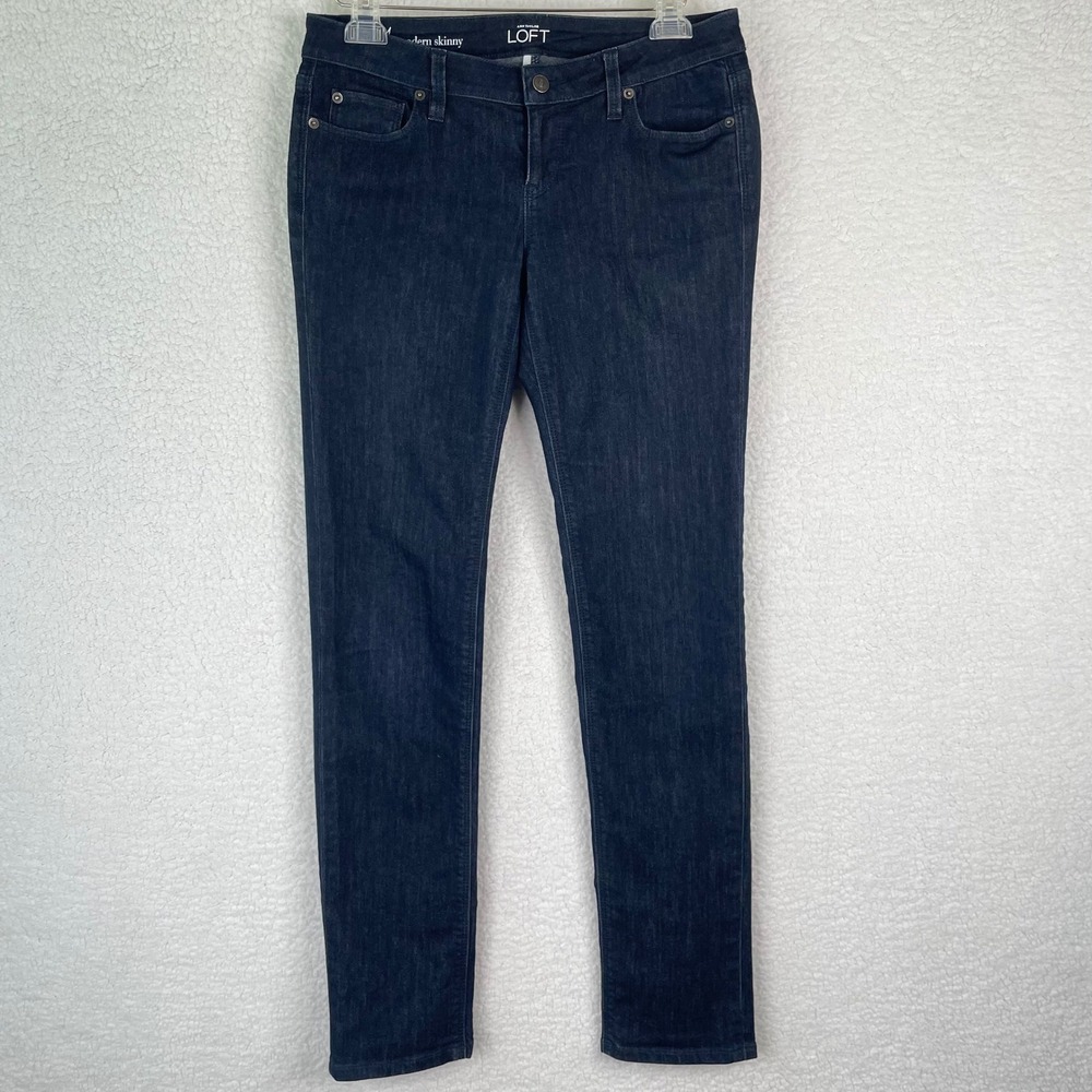Ann Taylor Loft Modern Skinny Jeans Indigo Blue Dark Wash Size 4 27 Stretch